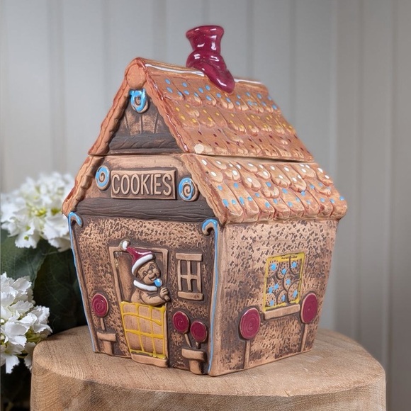 Other - Gingerbread House Cookie Jar Ceramic Folk Art Whimsical Kitsch Decor